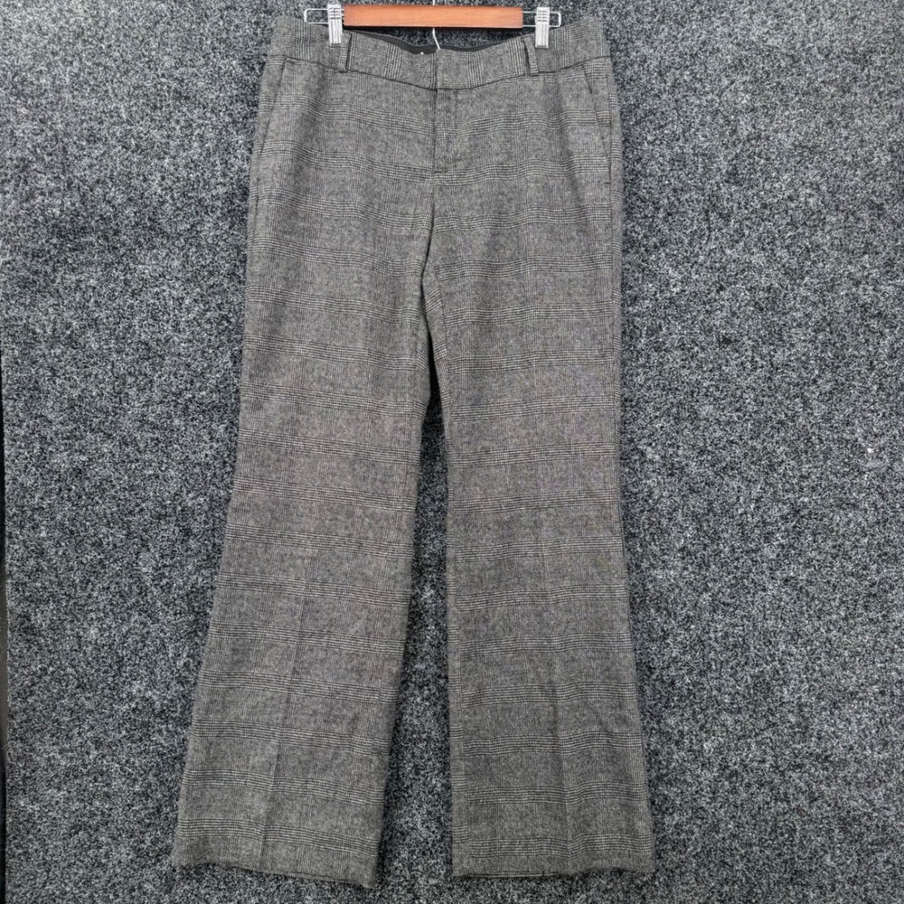 Banana Republic Martin Fit Gray Glen Plaid Wide Leg Dress Pants Womens 12